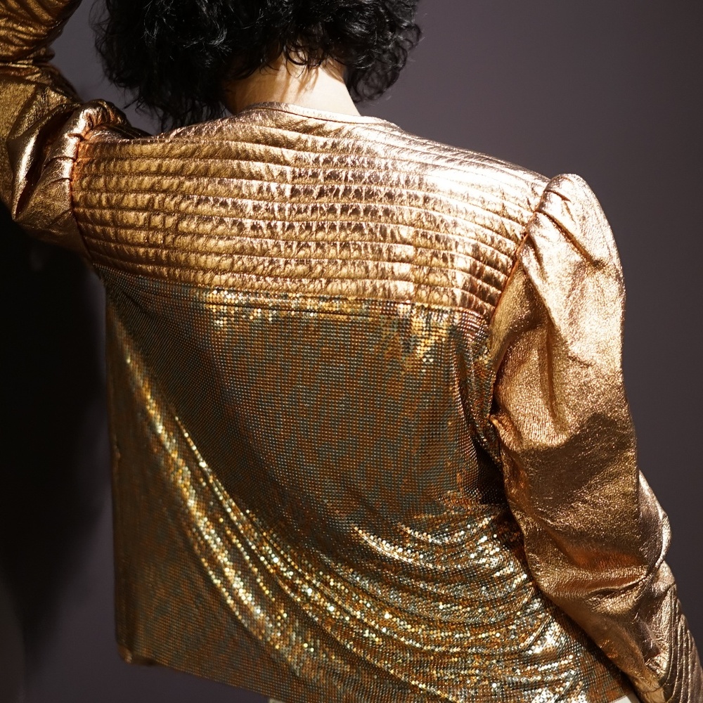 1970's FERRARA Half Leather /metallic mesh Jacket